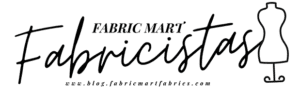 Fabric Mart Fabricistas logo with dress form outline and handwritten-style font