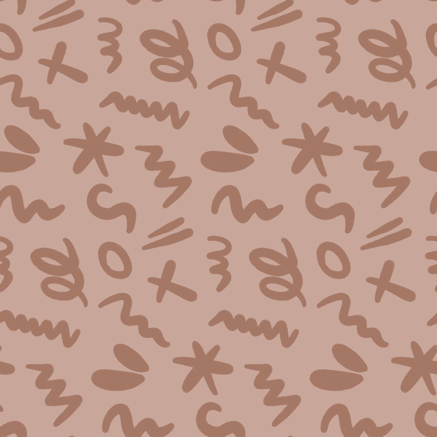 Colorful Abstract pattern with warm brown abstract marks on soft taupe ground