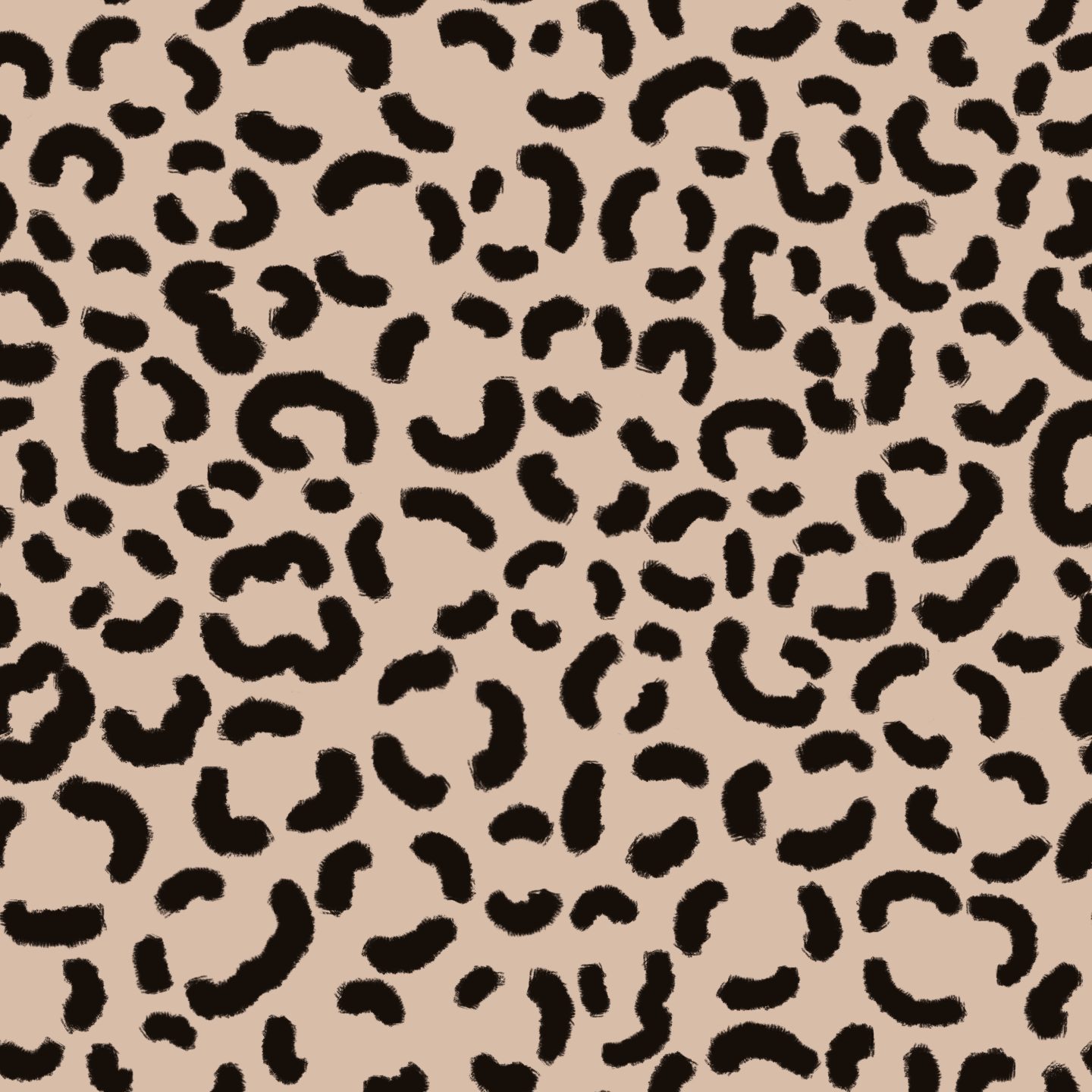 Neutral leopard print with black painterly spots on soft beige from Blush Safari for children’s fabric