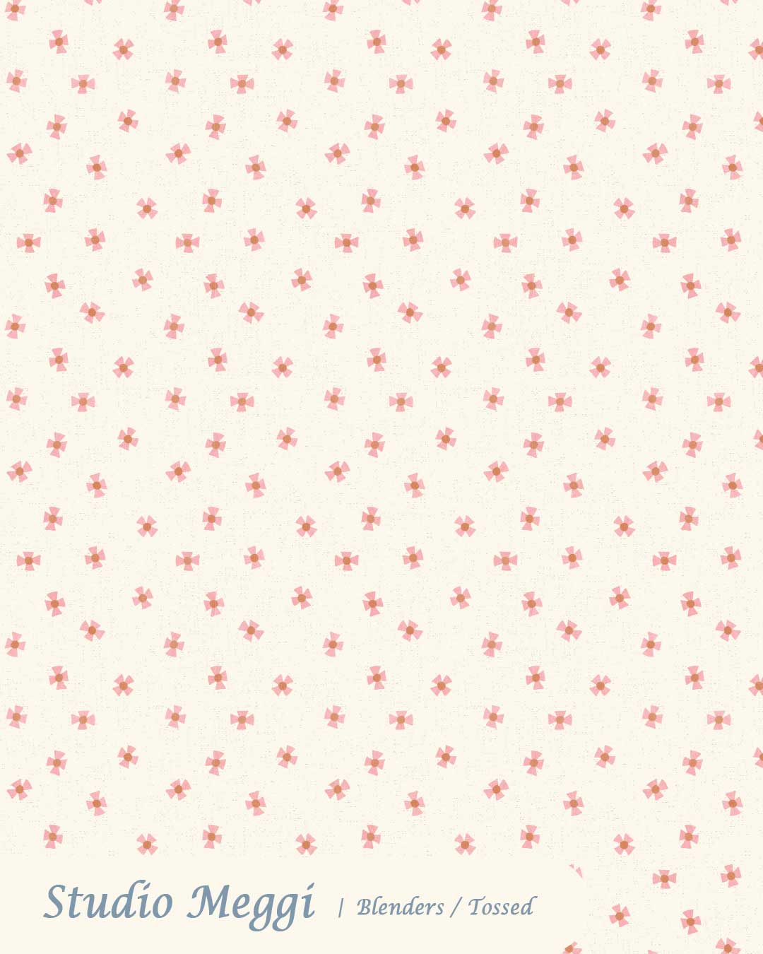 Blush petite posy blender pattern with tiny pink flowers on cream for children’s fabric and quilting.