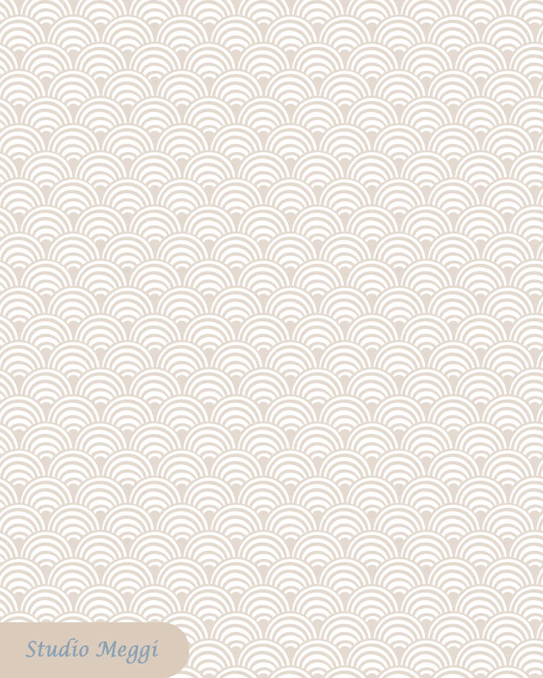 Pale blush clay seigaiha scallop wave pattern inspired by Japanese textiles for children’s fabric from the Seigaiha Bloom 1975 collection by Studio Meggi.