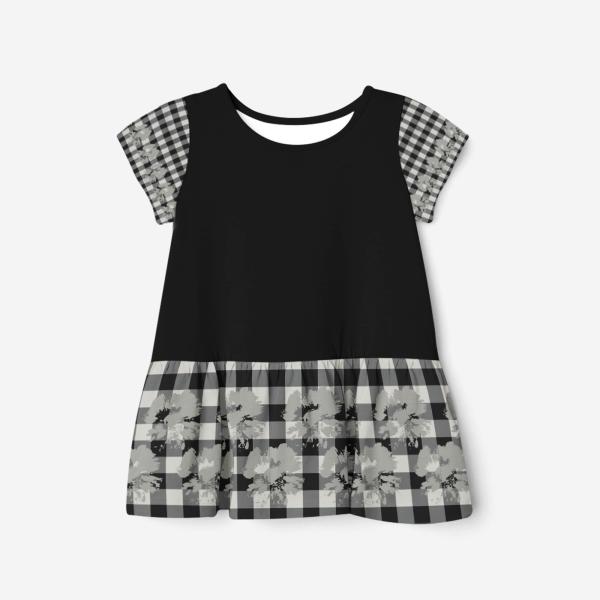 Black-and-White_Floral_Gingham Dress
